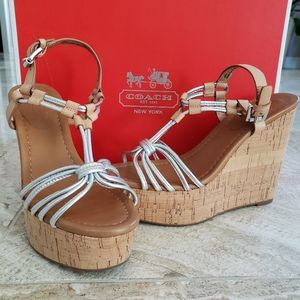 COACH GEORGIANA METALLIC PLATFORM WEDGE